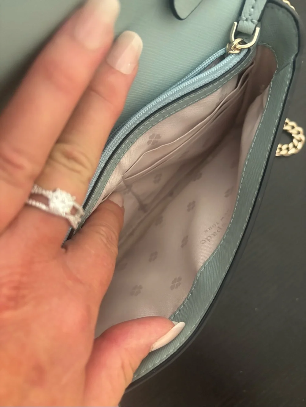 kate spade Light Blue Crossbody Bag with Gold Hardware